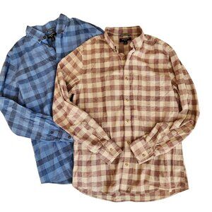 BUNDLE (2) Nordstrom Trim Fit Long Sleeve Button Down Shirt Check Plaid Men's L
